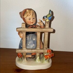 Vintage 1950’s Goebel Signs of Spring girl fence bird West Germany Figurine